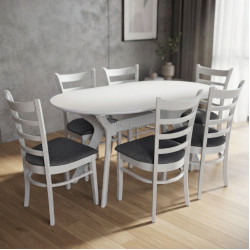 Комплект стол + 6 стульев Evelin Raffles Oval + Coco NV-1WP (White/Grey)
