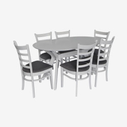 Комплект стол + 6 стульев Evelin Raffles Oval + Coco NV-1WP (White/Grey) Thumb