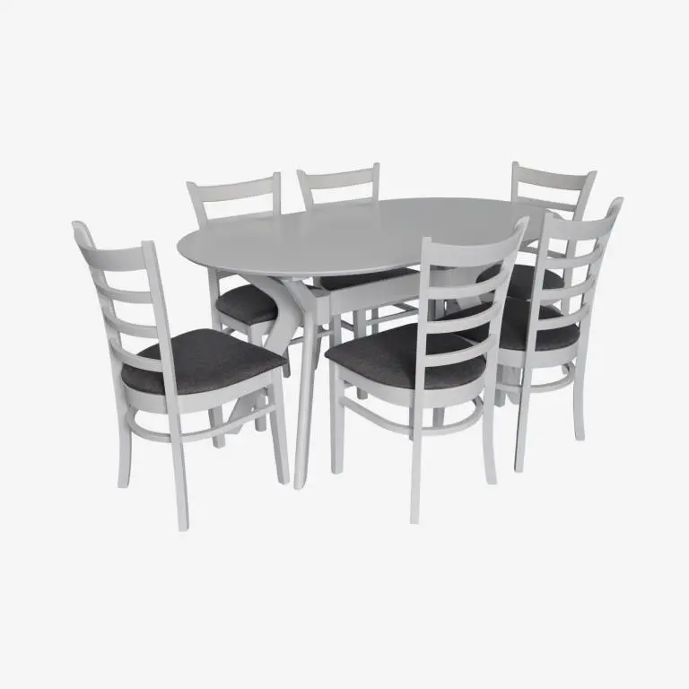 Комплект стол + 6 стульев Evelin Raffles Oval + Coco NV-1WP (White/Grey) - 2