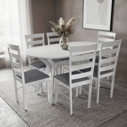 Комплект стол + 6 стульев Evelin Raffles Oval + Gloria NV-10WP (White/Grey)