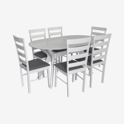 Комплект стол + 6 стульев Evelin Raffles Oval + Gloria NV-10WP (White/Grey) Thumb