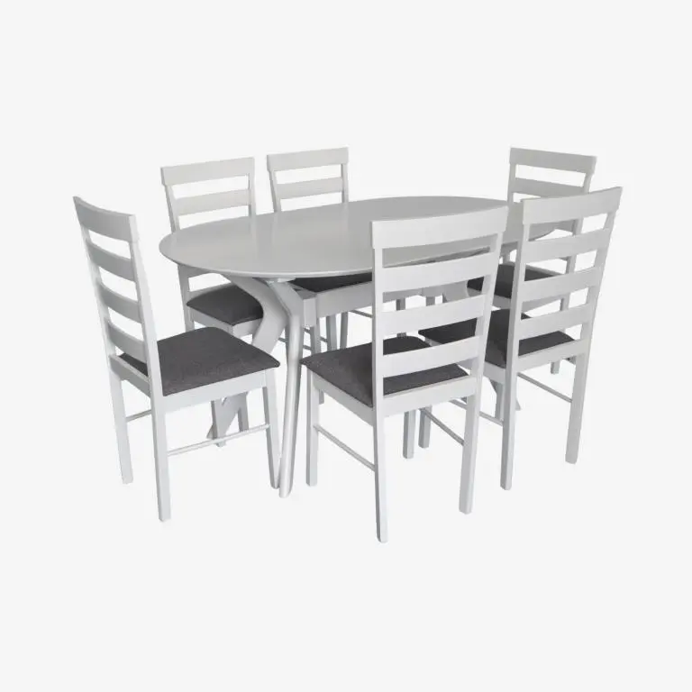 Комплект стол + 6 стульев Evelin Raffles Oval + Gloria NV-10WP (White/Grey) - 2