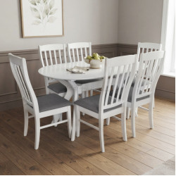 Комплект стол + 6 стульев Evelin Raffles Oval + Wenyi NV-10WP (White/Grey)