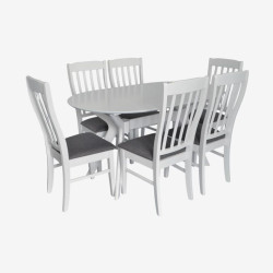 Комплект стол + 6 стульев Evelin Raffles Oval + Wenyi NV-10WP (White/Grey) Thumb