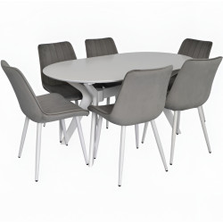Set masa + 6 scaune Evelin Raffles Oval + YTC-055WH Blu-13 (White/Light Grey) Thumb