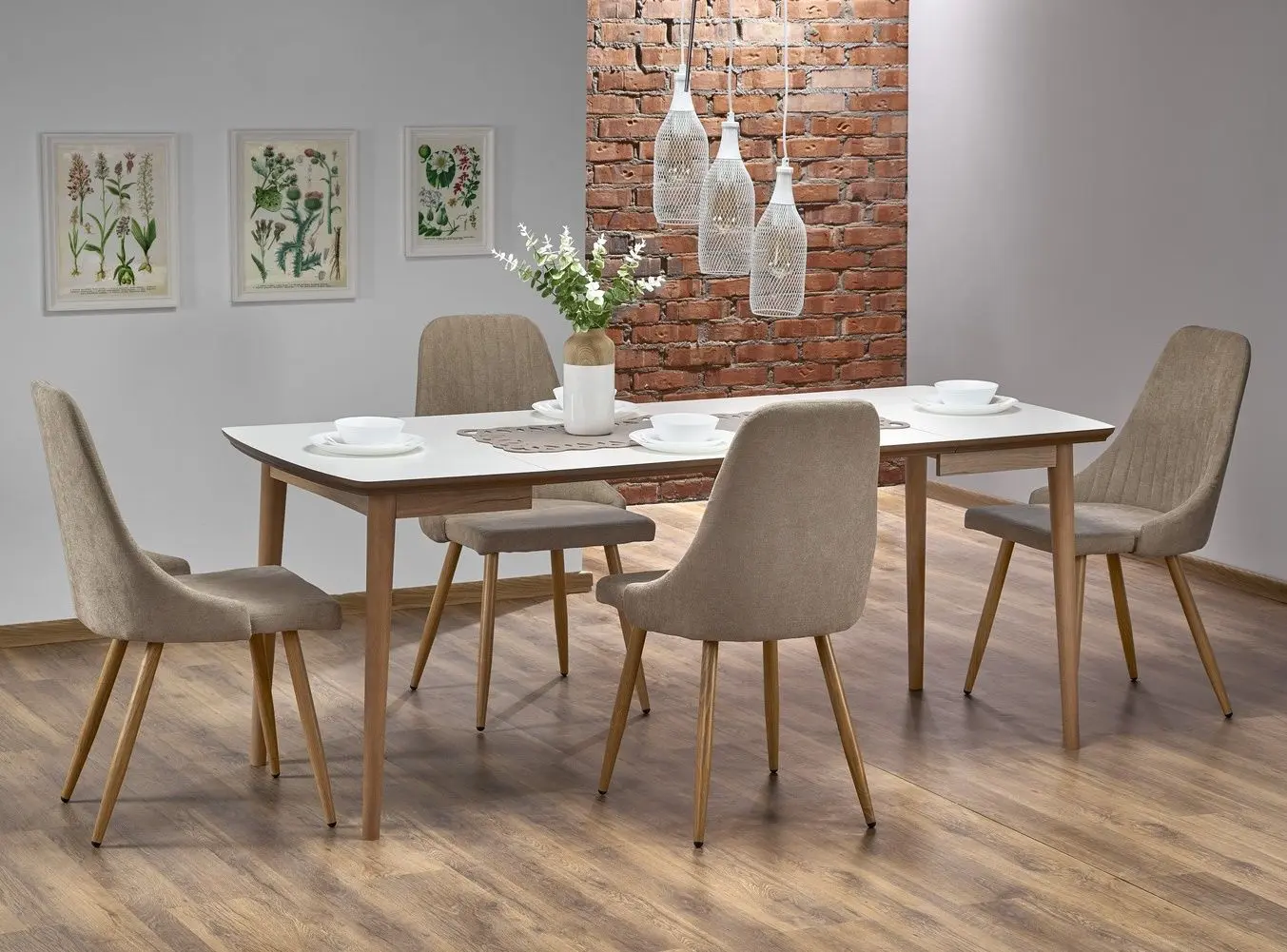 Masa extensibila Halmar Barret 90-190cm (White Matt/Lefkas Oak)