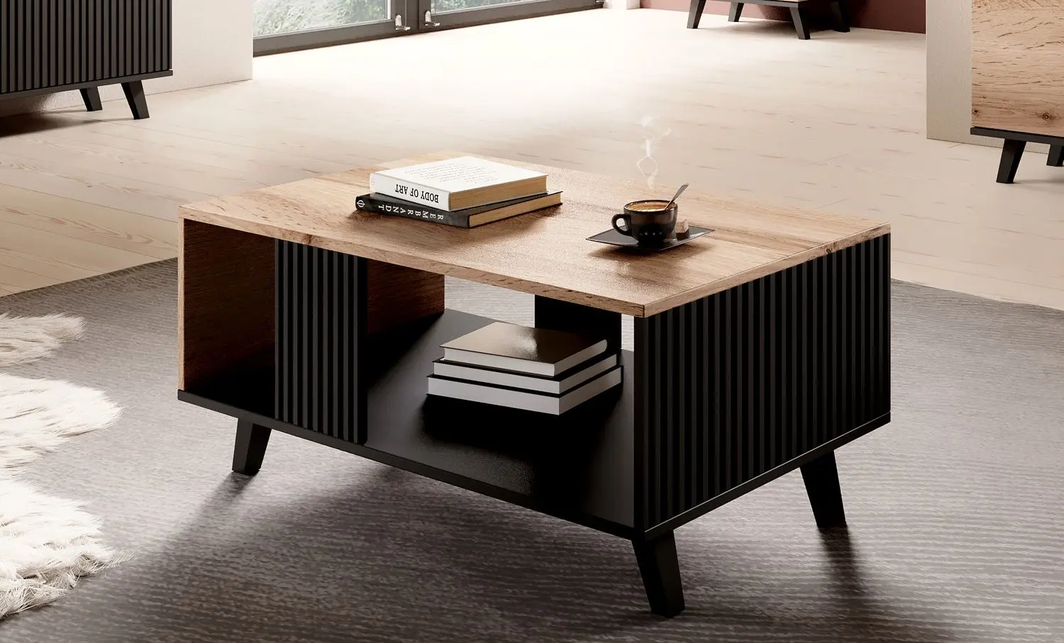 Masa pentru reviste Halmar Random LAW-1 (Wotan Oak/Black)