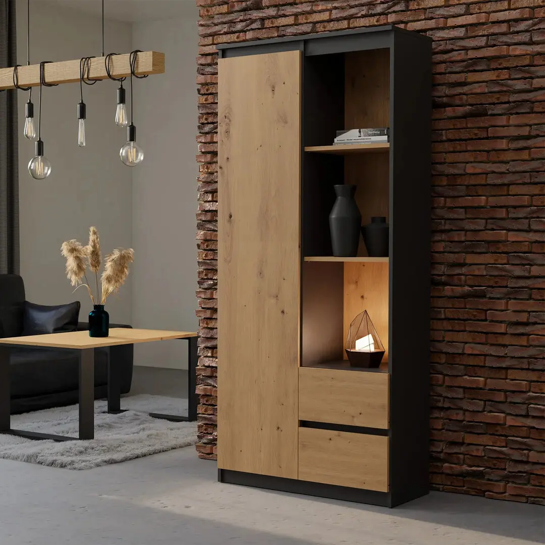 Biblioteca TopEshop RS-80 Bily (Anthracite/Artisan Oak)