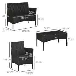 Set mobilier de gradina Outsunny 860-259V00BK (Black/Cream) Thumb