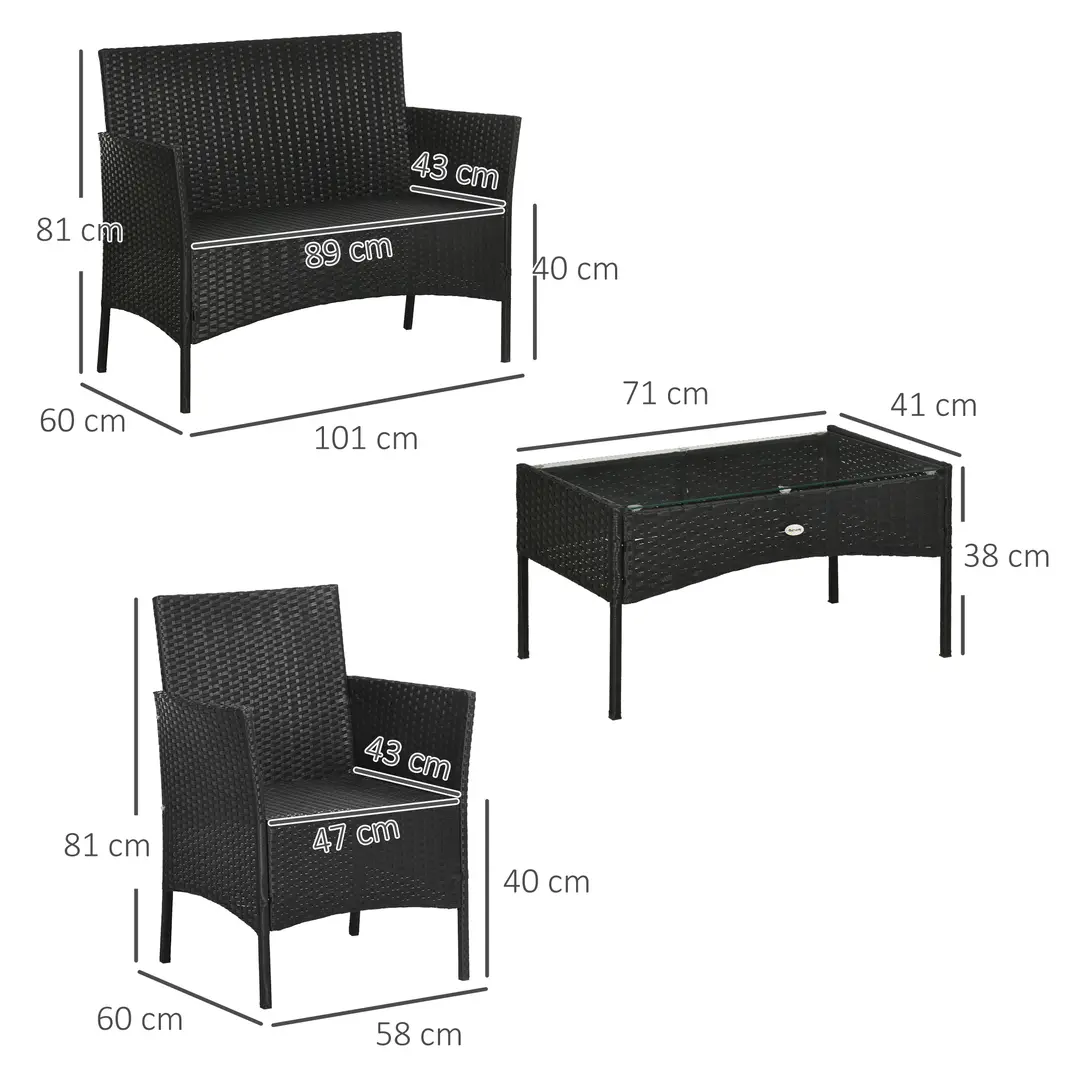 Set mobilier de gradina Outsunny 860-259V00BK (Black/Cream) - 7