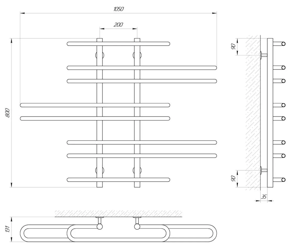 Uscator de prosoape Laris Diana P8 1050x800 (Chrome)