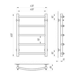 Uscator de prosoape Laris Flesh P5 400х600 (Chrome) Thumb