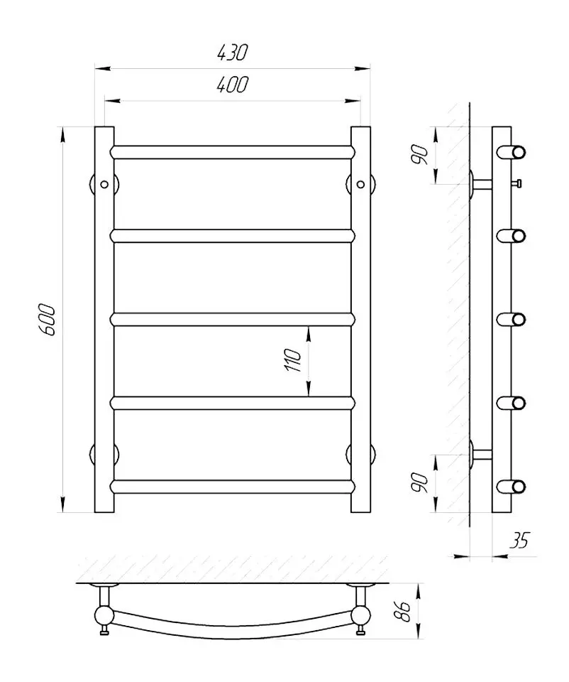 Uscator de prosoape Laris Flesh P5 400х600 (Chrome)