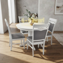 Set masa + 4 scaune Evelin Capella V + HV-3167 NV-10WP (White/Grey)