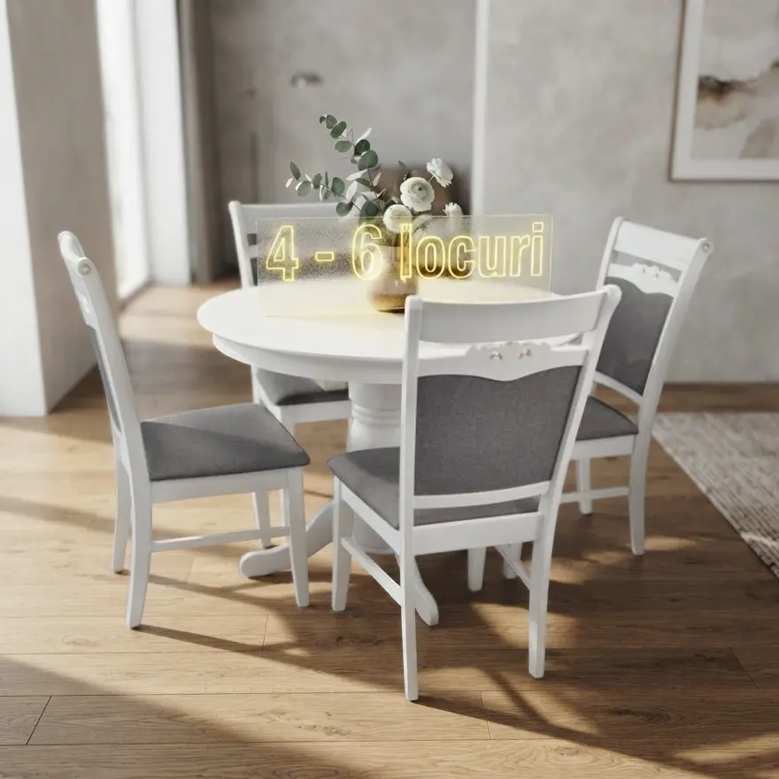 Set masa + 4 scaune Evelin Capella V + HV-3167 NV-10WP (White/Grey)