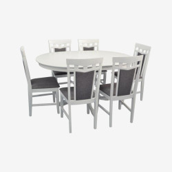 Set masa + 6 scaune Evelin Capella V + Deepa R NV-10WP (White/Grey) Thumb