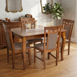 Set masa + 4 scaune Evelin HV-29V + Deepa R Ekea-12 (Burnish Oak/Dark Brown)