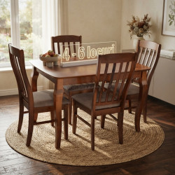 Set masa + 4 scaune Evelin HV-29V + Wenyi Ekea-12 (Burnish Oak/Dark Brown)