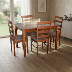 Set masa + 4 scaune Evelin HV-29V + Gloria Ekea-12 (Burnish Oak/Dark Brown)