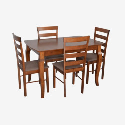 Set masa + 4 scaune Evelin HV-29V + Gloria Ekea-12 (Burnish Oak/Dark Brown) Thumb