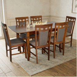 Set masa + 6 scaune Evelin HV-29V + Deepa R Ekea-12 (Burnish Oak/Dark Brown)