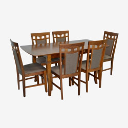 Set masa + 6 scaune Evelin HV-29V + Deepa R Ekea-12 (Burnish Oak/Dark Brown) Thumb
