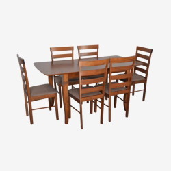 Set masa + 6 scaune Evelin HV-29V + Gloria Ekea-12 (Burnish Oak/Dark Brown) Thumb
