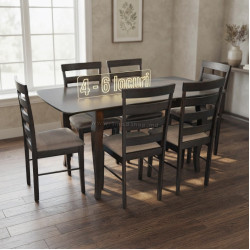 Set masa + 6 scaune Evelin HV-29V + Gloria Ekea-12 (Chocolate/Dark Brown)