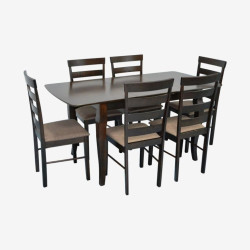 Set masa + 6 scaune Evelin HV-29V + Gloria Ekea-12 (Chocolate/Dark Brown) Thumb