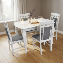 Set masa + 4 scaune Evelin HV-29V + Deepa R NV-10WP (White/Grey)