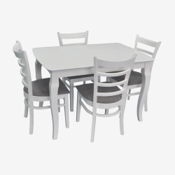 Set masa + 4 scaune Evelin HV-29V + Coco NV-10WP (White/Grey) Thumb