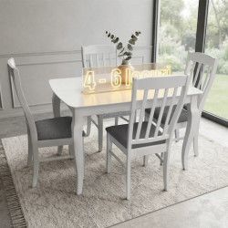 Set masa + 4 scaune Evelin HV-29V + Wenyi NV-10WP (White/Grey)