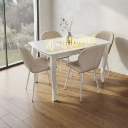 Set masa + 4 scaune Evelin HV-29V + YTC-064Wh Bjorn-24 (White/Light Beige)