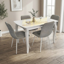 Set masa + 4 scaune Evelin HV-29V + YTC-078Wh UF885-14 (White/Grey)