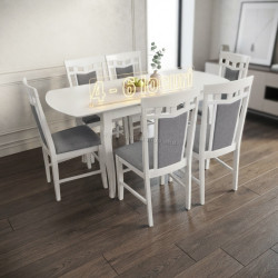 Set masa + 6 scaune Evelin HV-29V + Deepa R NV-10WP (White/Grey)
