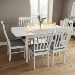 Set masa + 6 scaune Evelin HV-29V + Wenyi NV-10WP (White/Grey)