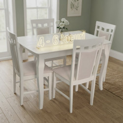 Set masa + 4 scaune Evelin HV-29V + Deepa R NV-1WP (Light Cream)