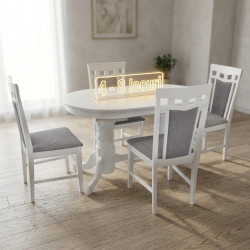 Комплект стол + 4 стула Evelin HV-31N + Deepa R NV-10WP (White/Grey)