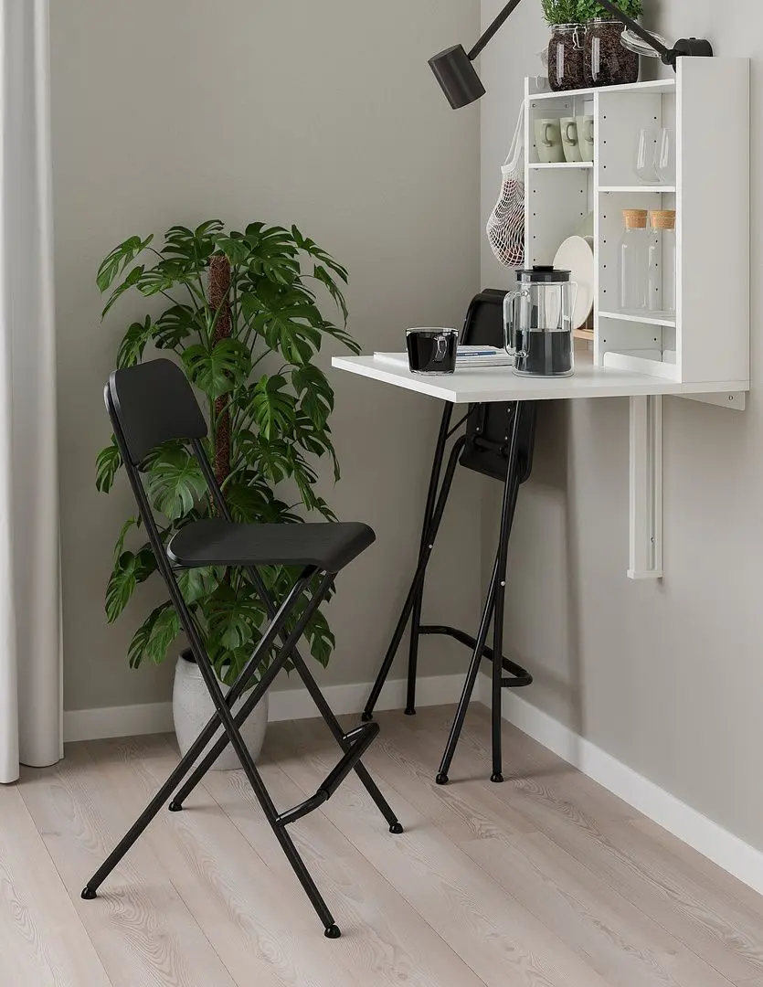 Set masa scaune Ikea Norberg/Franklin 1+2 (Alb/Negru)