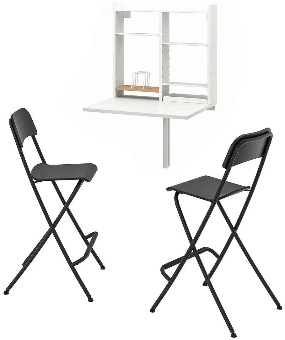 Set masa scaune Ikea Norberg/Franklin 1+2 (Alb/Negru)