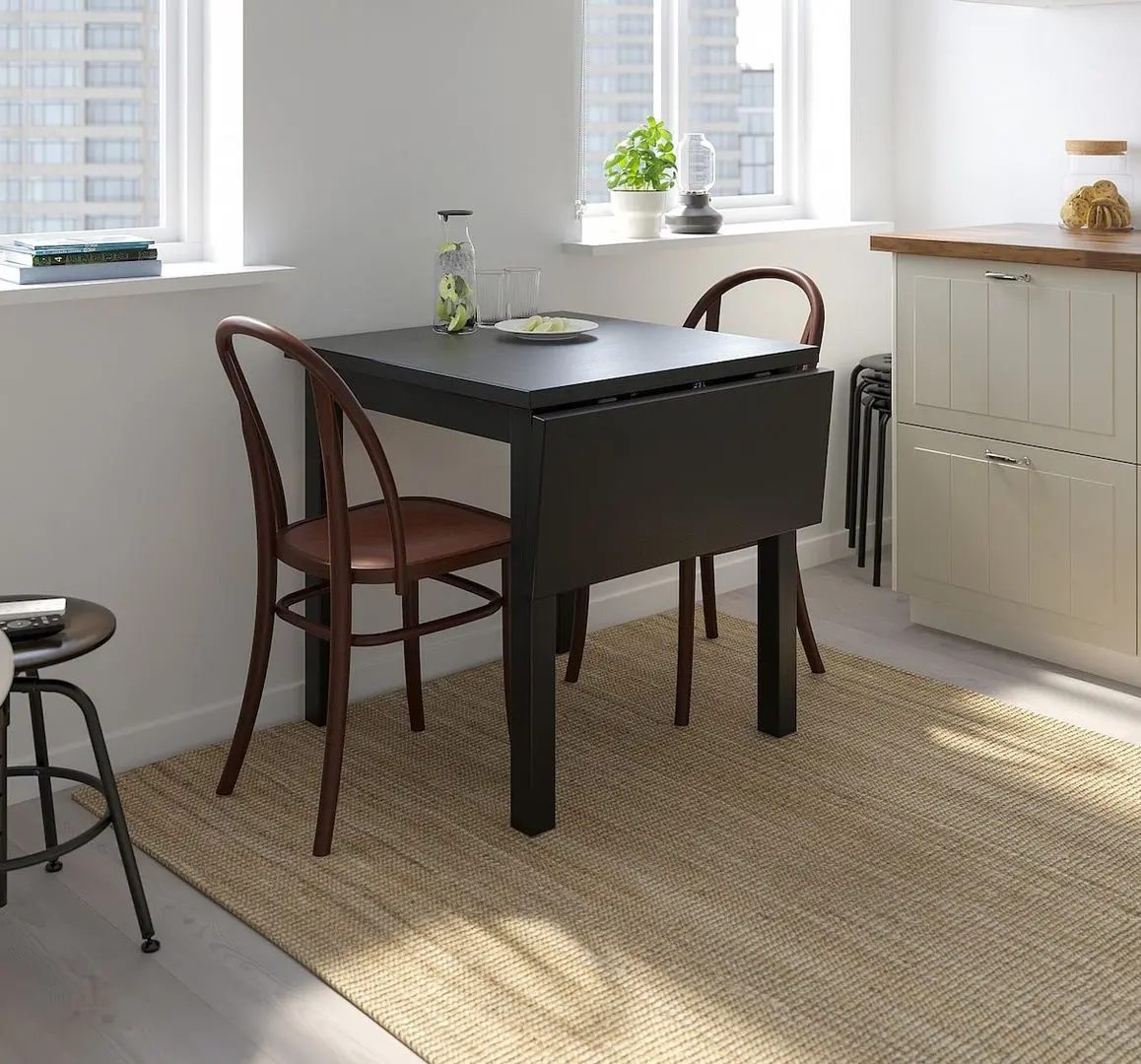 Set de sufragerie Ikea Nordviken/Skogsbo 74/104cm 1+2 (Negru/Maro inchis)