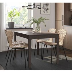 Set masa scaune Ikea Ekedalen/Alvsta 120/180cm 1+4 (Maro inchis/Ratan/Negru)