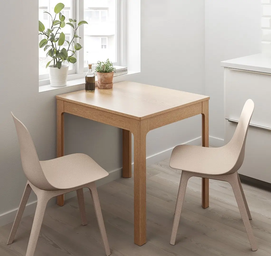 Set masa scaune Ikea Ekedalen/Odger 80/120cm 1+2 (Stejar/Bej)
