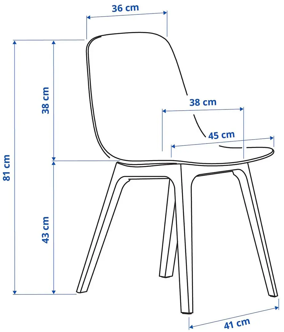 Set masa scaune Ikea Ekedalen/Odger 120/180cm 1+4 (Stejar/Albastru) - 11