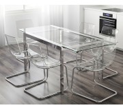 Set masa scaune Ikea Glivarp/Tobias 188cm 1+6 (Transparent/Crom)