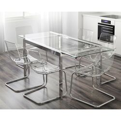 Set masa scaune Ikea Glivarp/Tobias 188cm 1+6 (Transparent/Crom)