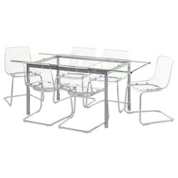 Set masa scaune Ikea Glivarp/Tobias 188cm 1+6 (Transparent/Crom) Thumb