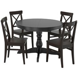 Set masa scaune Ikea Ingatorp/Ingolf 110/155cm 1+4 (Negru/Negru-maro) Thumb