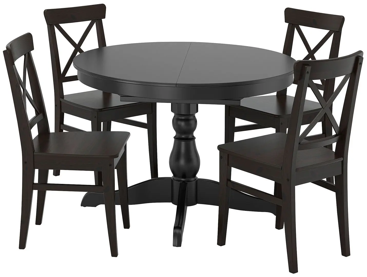 Set masa scaune Ikea Ingatorp/Ingolf 110/155cm 1+4 (Negru/Negru-maro) - 2