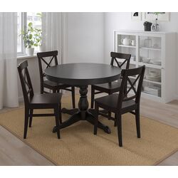 Set masa scaune Ikea Ingatorp/Ingolf 110/155cm 1+4 (Negru/Negru-maro) Thumb